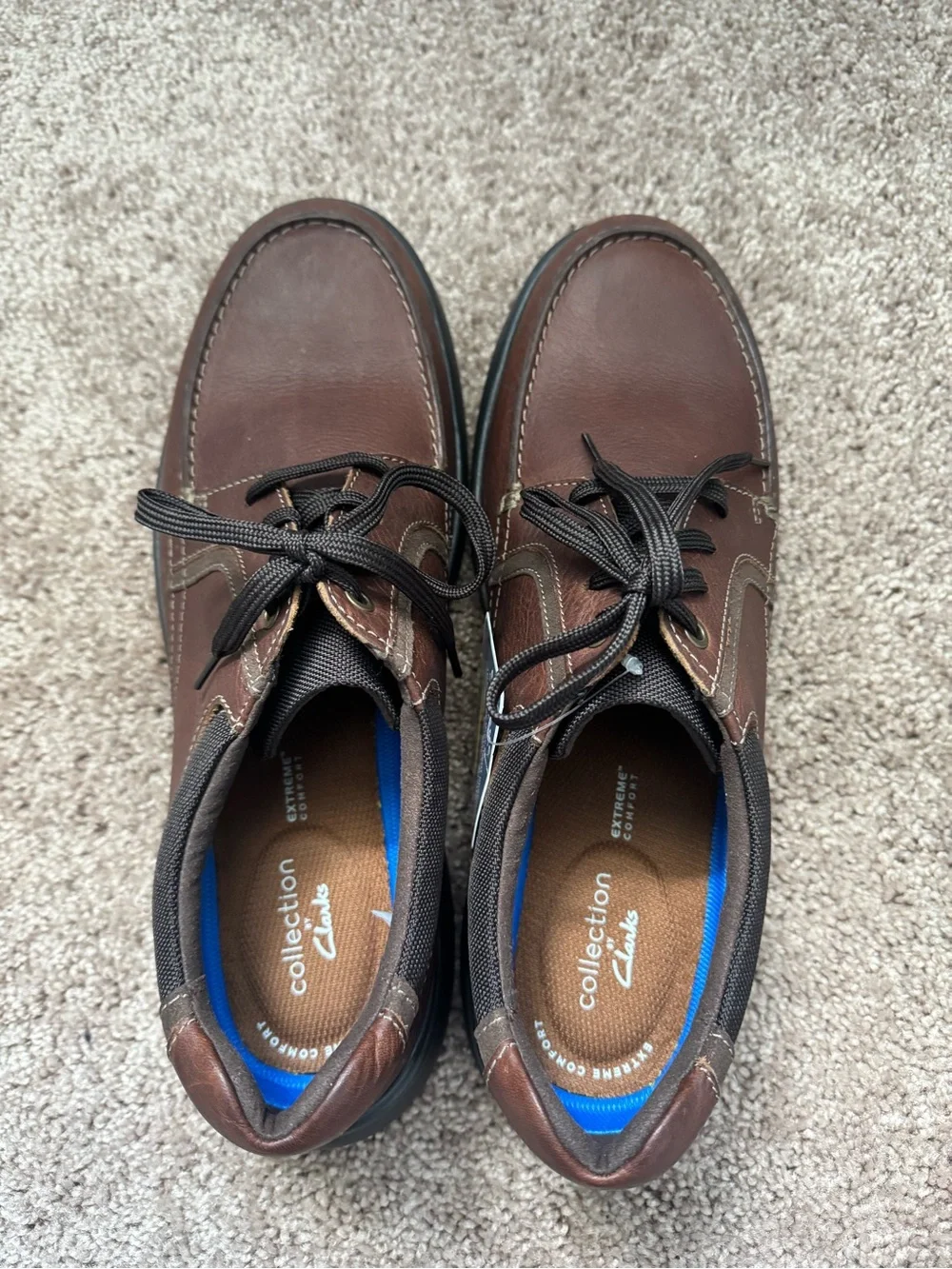 Clark’s Bradley Vibes Oxford Shoes Brown Leather Lace Size 13W Comfort Ortholite